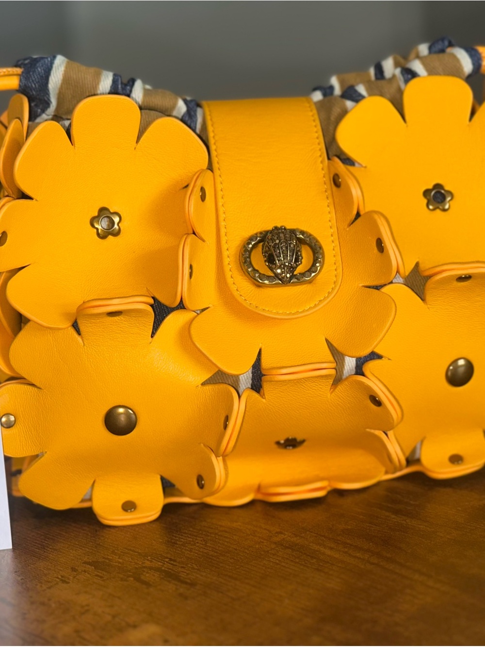 KURT GEIGER LONDON CHELSEA FLOWERS YELLOW LEATHER BAG - Picture 5 of 5